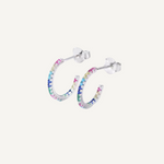 Rainbow Dust Half Hoop Earrings - Silver