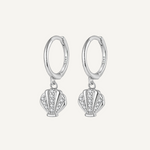 Ariel Seashell Huggie Earrings - Silver