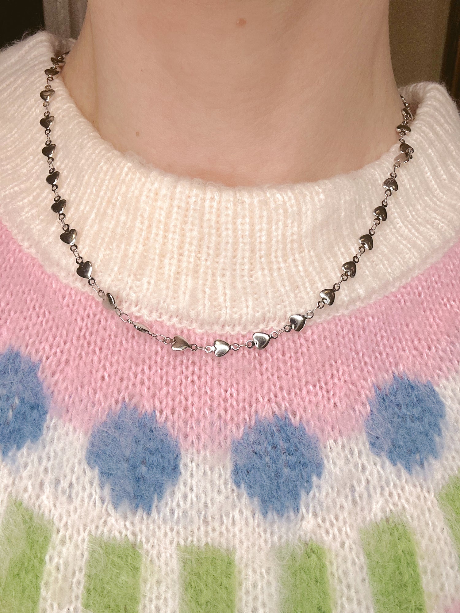 Heart Chain Necklace - Silver