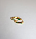 Emerald green & clear rectangle gem huggie