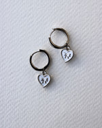 Heart & Bow Huggies - Silver