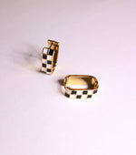 checkered / checkers pattern enamel earrings, rectangle earrings