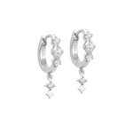 Zircon Star Dangle Huggie Earrings - Silver