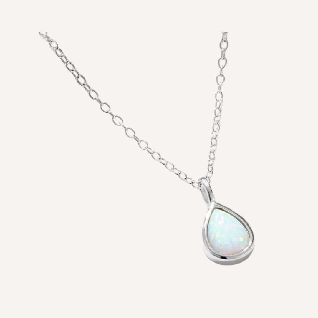 Opalite Teardrop Necklace - Silver