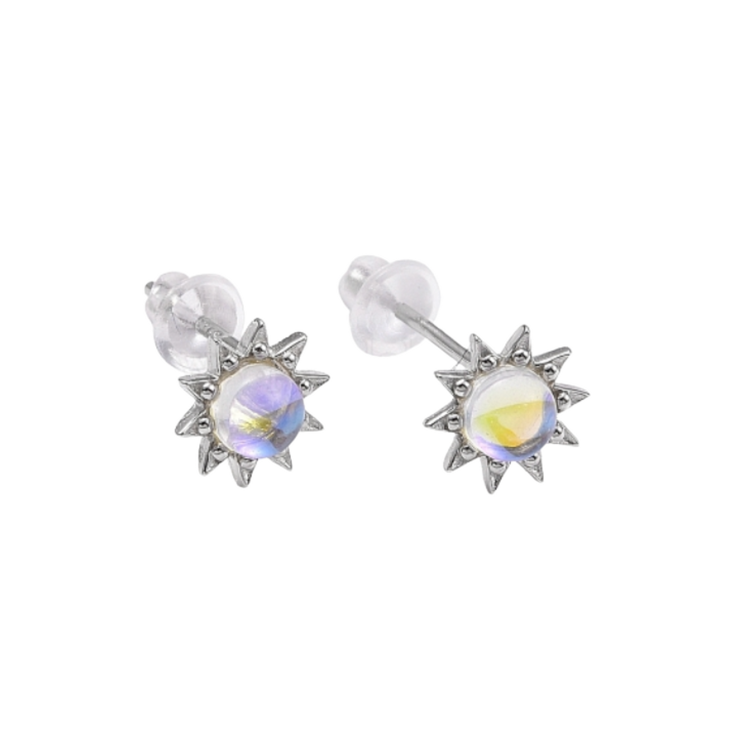 Sunflower Moonstone Stud Earrings