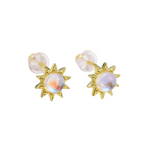Sunflower Moonstone Earrings - Gold
