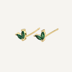 Marquise Flower Stud Earrings - Emerald Green