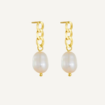 Chain Drop Baroque Freshwater Pearl Earrings