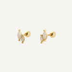 Marquise & Round Cubic Zirconia Stud - White Opal
