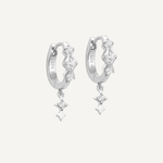 Zircon Star Dangle Huggie Earrings - Silve