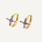 Vesper Cross Lilac Hoop Earrings