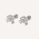 Crab Stud Earrings - Silver