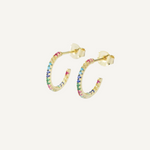 Rainbow Dust Half Hoop Huggies - Gold