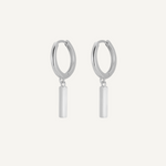 Rectangle Drop Earrings - Silver