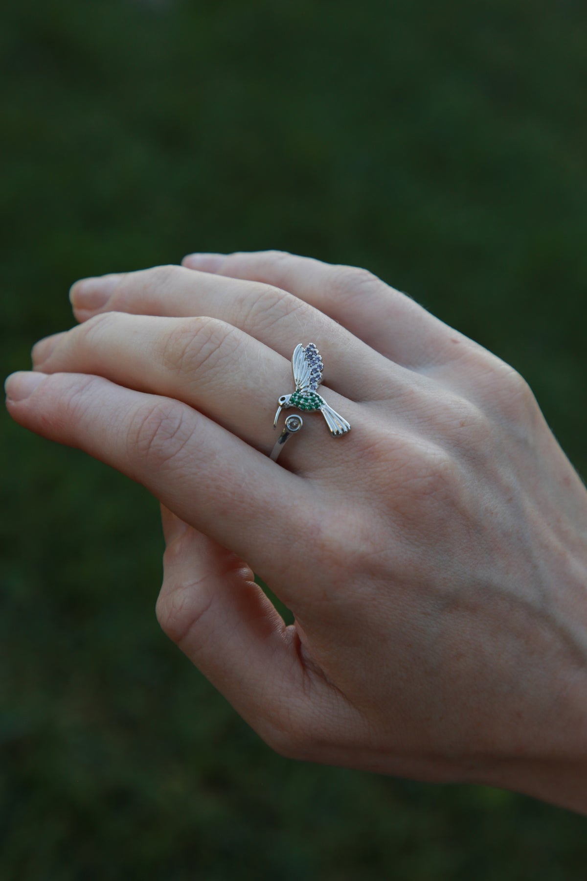 Hummingbird Ring - Platinum/Silver