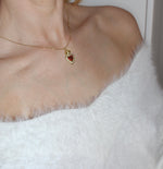 heart with crown necklace with red gem. stainless steel chain