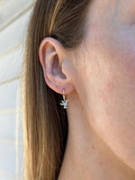 hummingbird hoop huggie earrings 925 sterling silver rhodium plating cubic zirconia