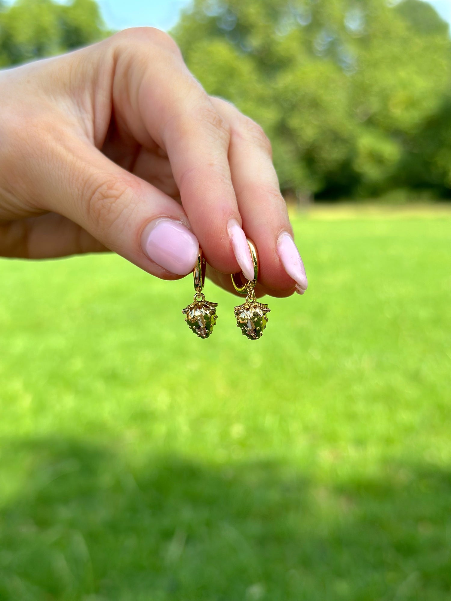 Strawberry Huggie Earrings - Gold