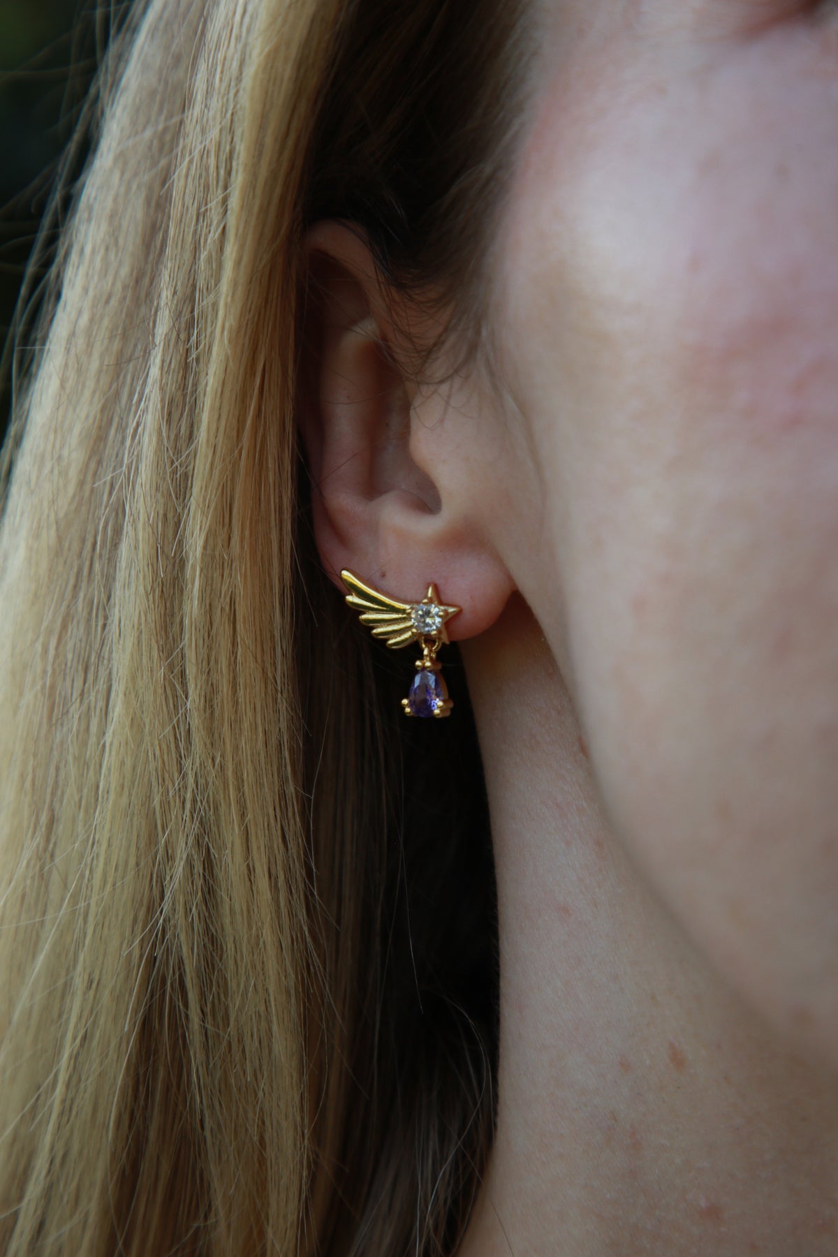 Flying Star Drop Stud Earrings