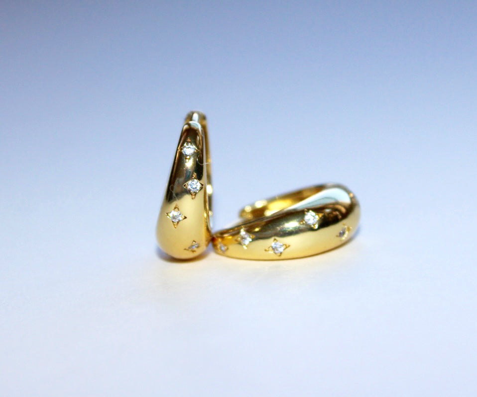multiple star huggie earrings real 18k gold plated 