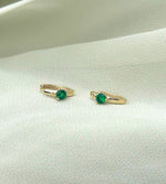 emerald green cubic zirconia birthstone gold plated huggie earrings birthday jewellery