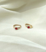 ruby red gold huggie earrings gold plated birthday gift jewellery