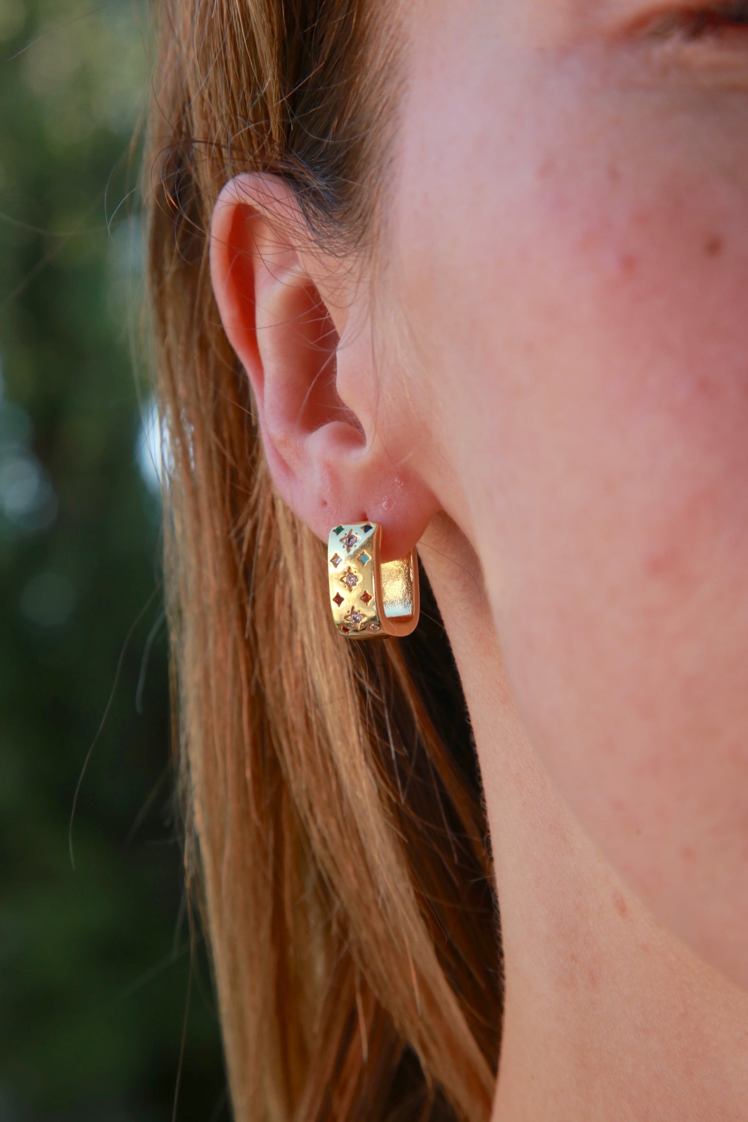 OOAK Starfall Rectangle Earrings