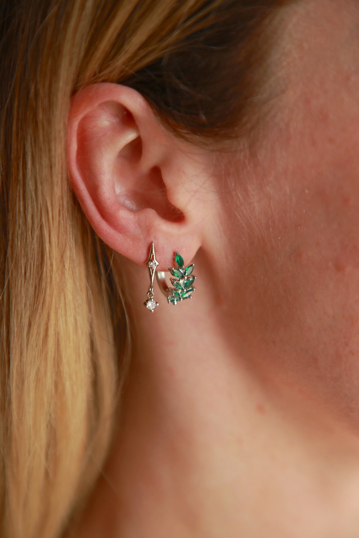 Emerald Ivy Leaf Earrings