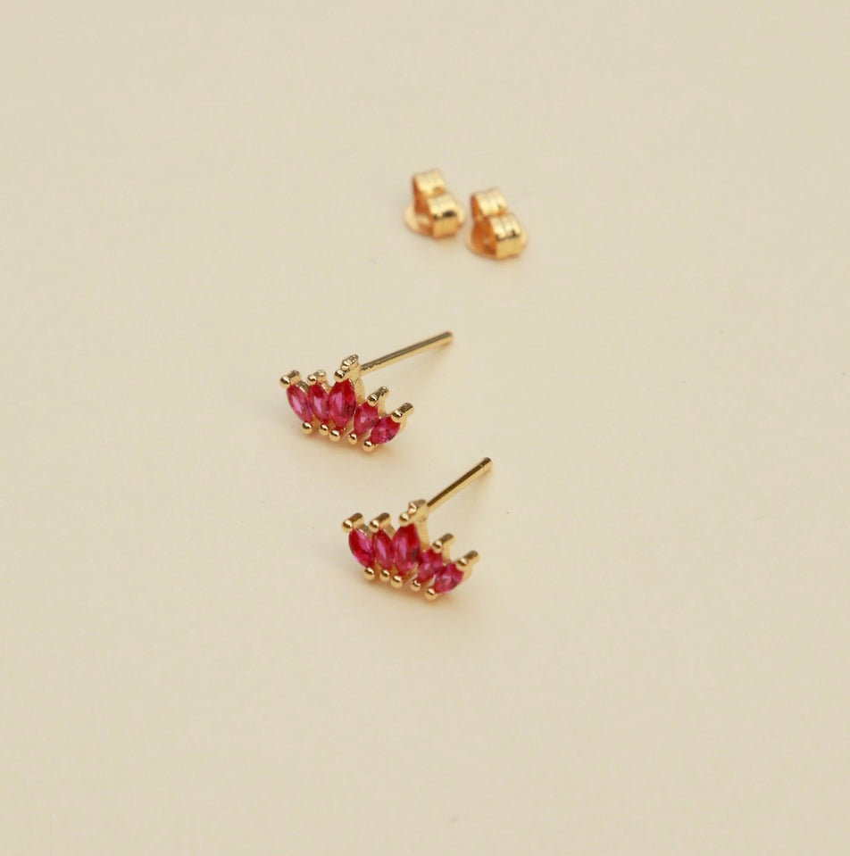 Pink Lotus Flower Stud Earrings - Pink