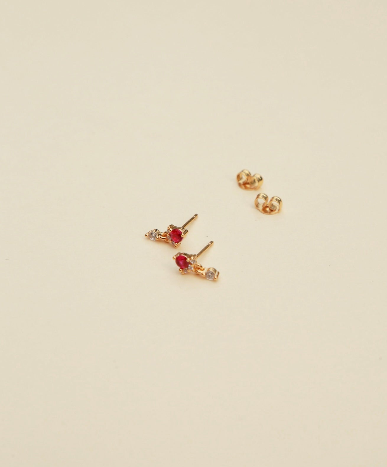 Pink Jewel Drop Stud Earrings
