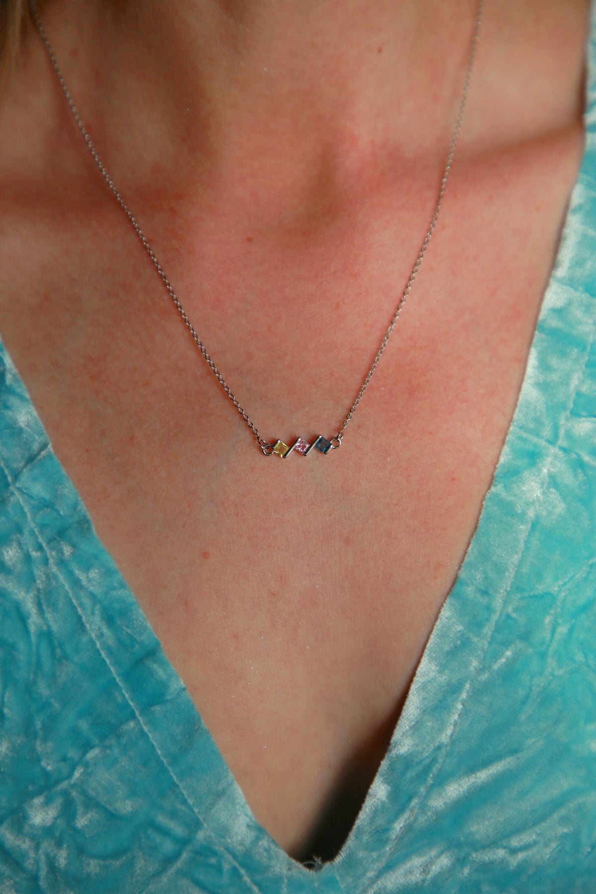 Trio Gem Necklace - Silver