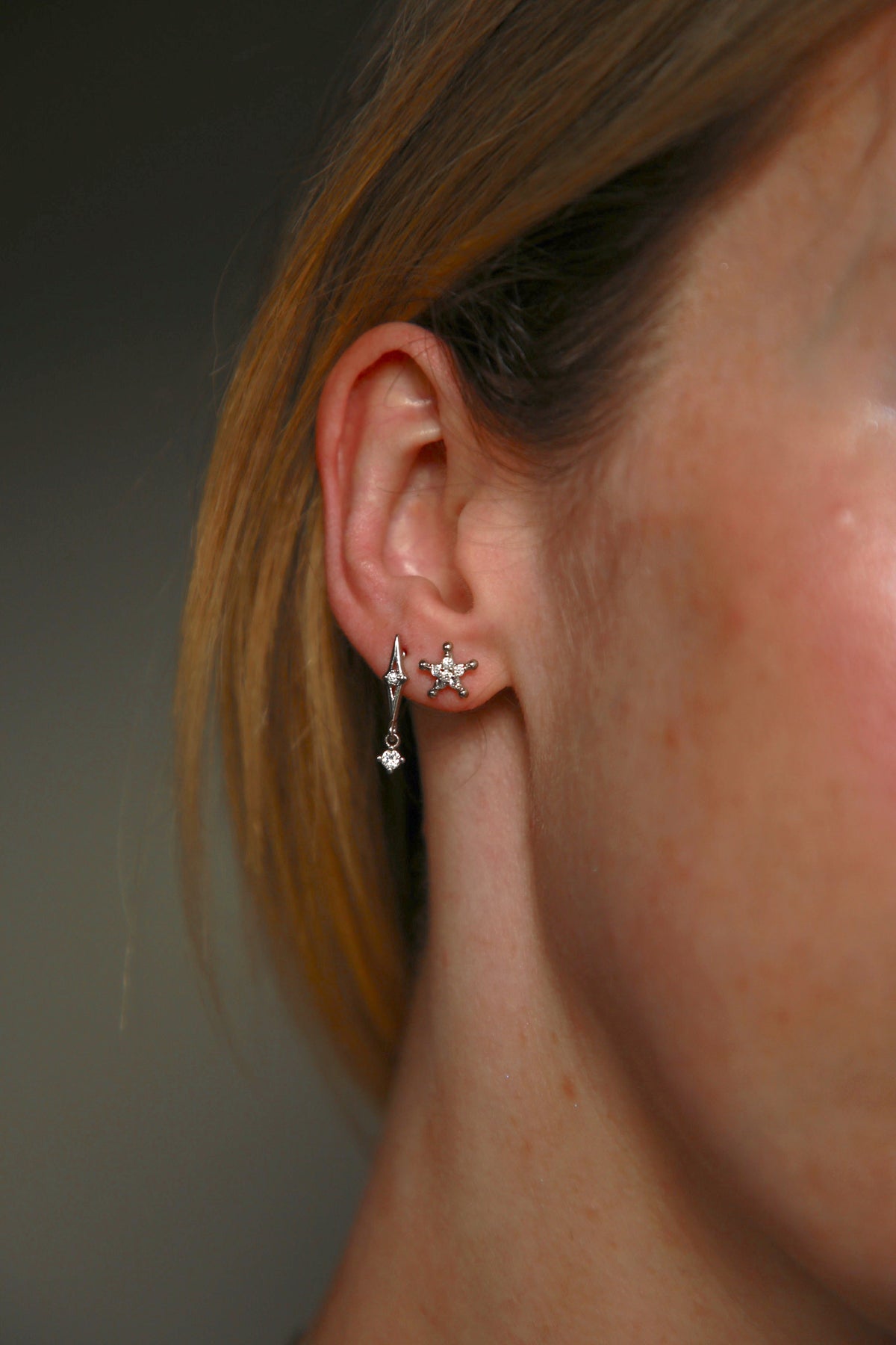 North Star Stud Dangle Earrings