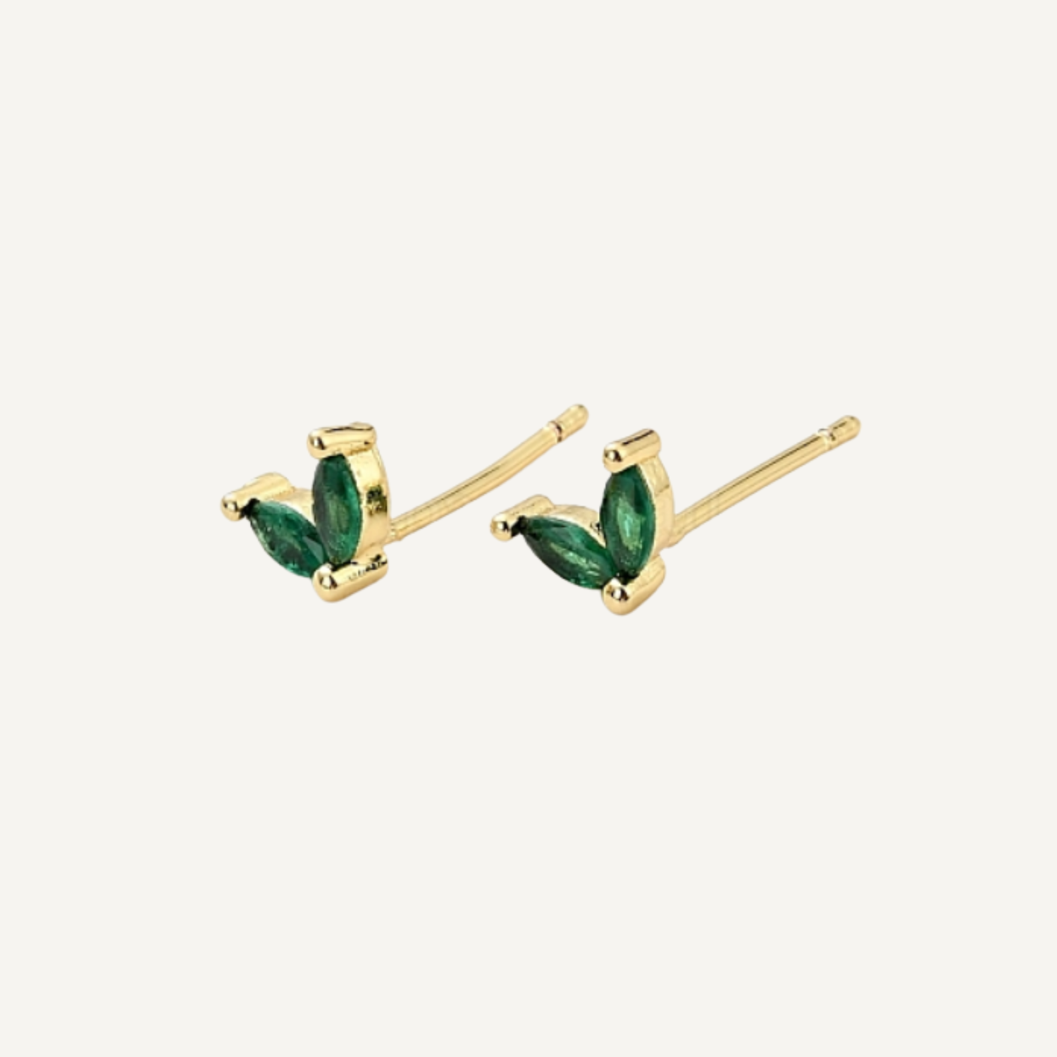 Marquise Flower Stud Earrings - Emerald Green