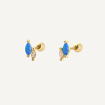 marquise and round cubic zirconia earrings, lab made opal and white cubic zirconia gem. 