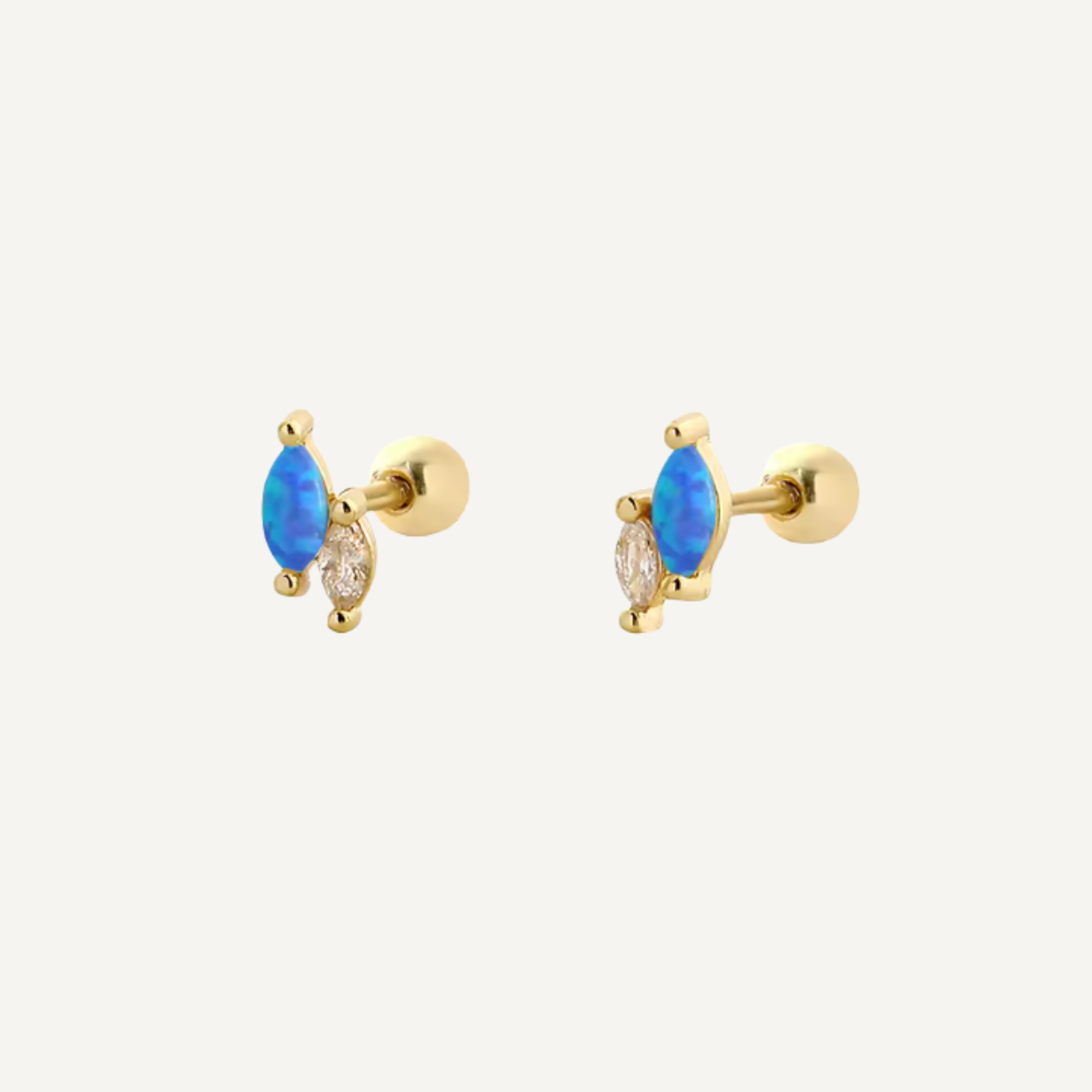 marquise and round cubic zirconia earrings, lab made opal and white cubic zirconia gem. 