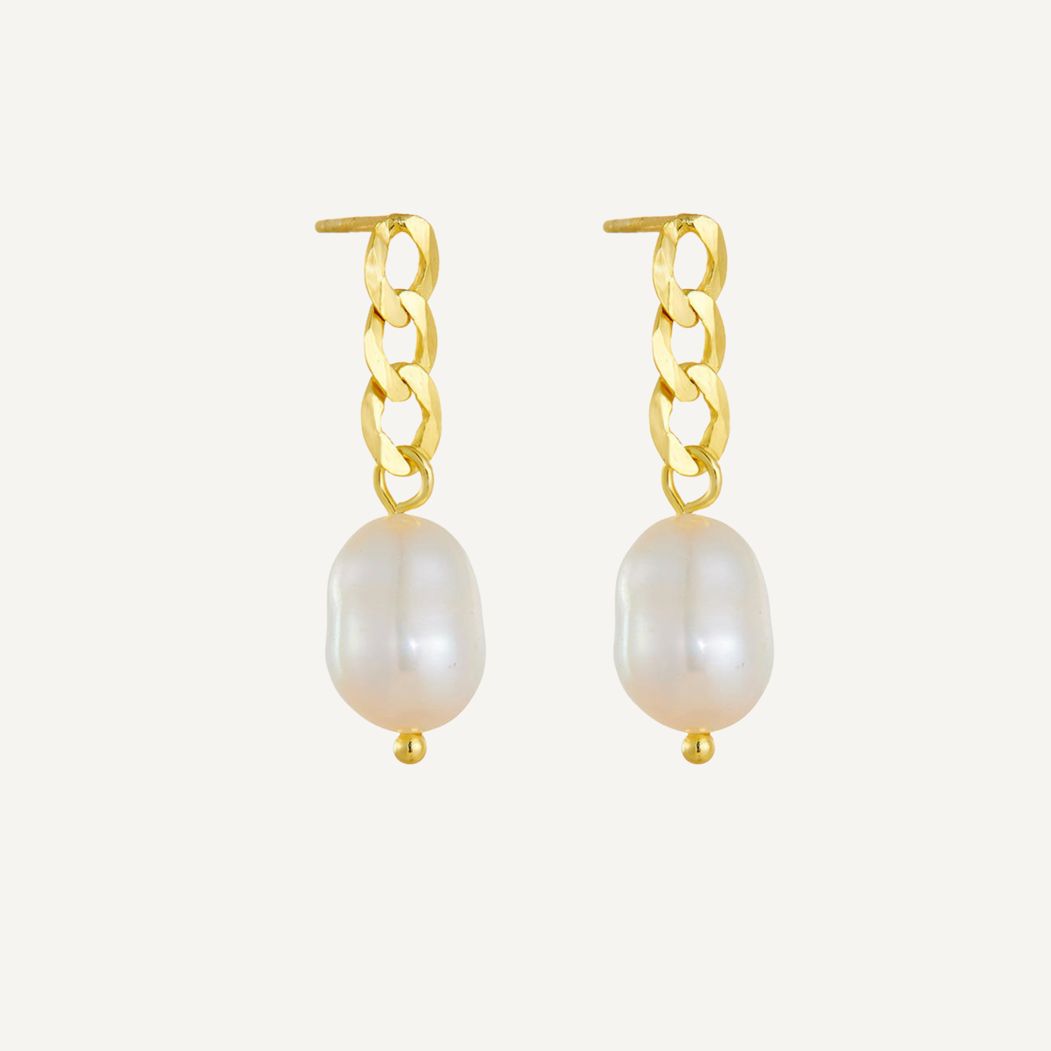 Chain Drop Baroque Freshwater Pearl Earrings