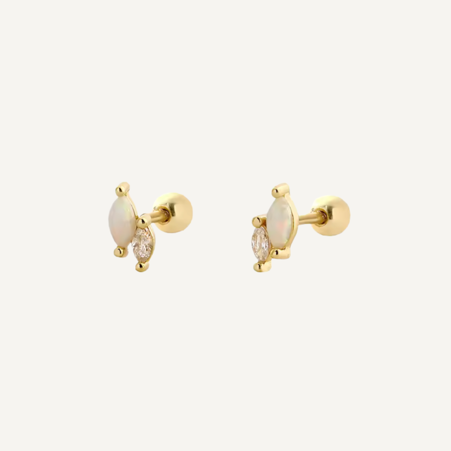 Marquise & Round Cubic Zirconia Stud - White Opal