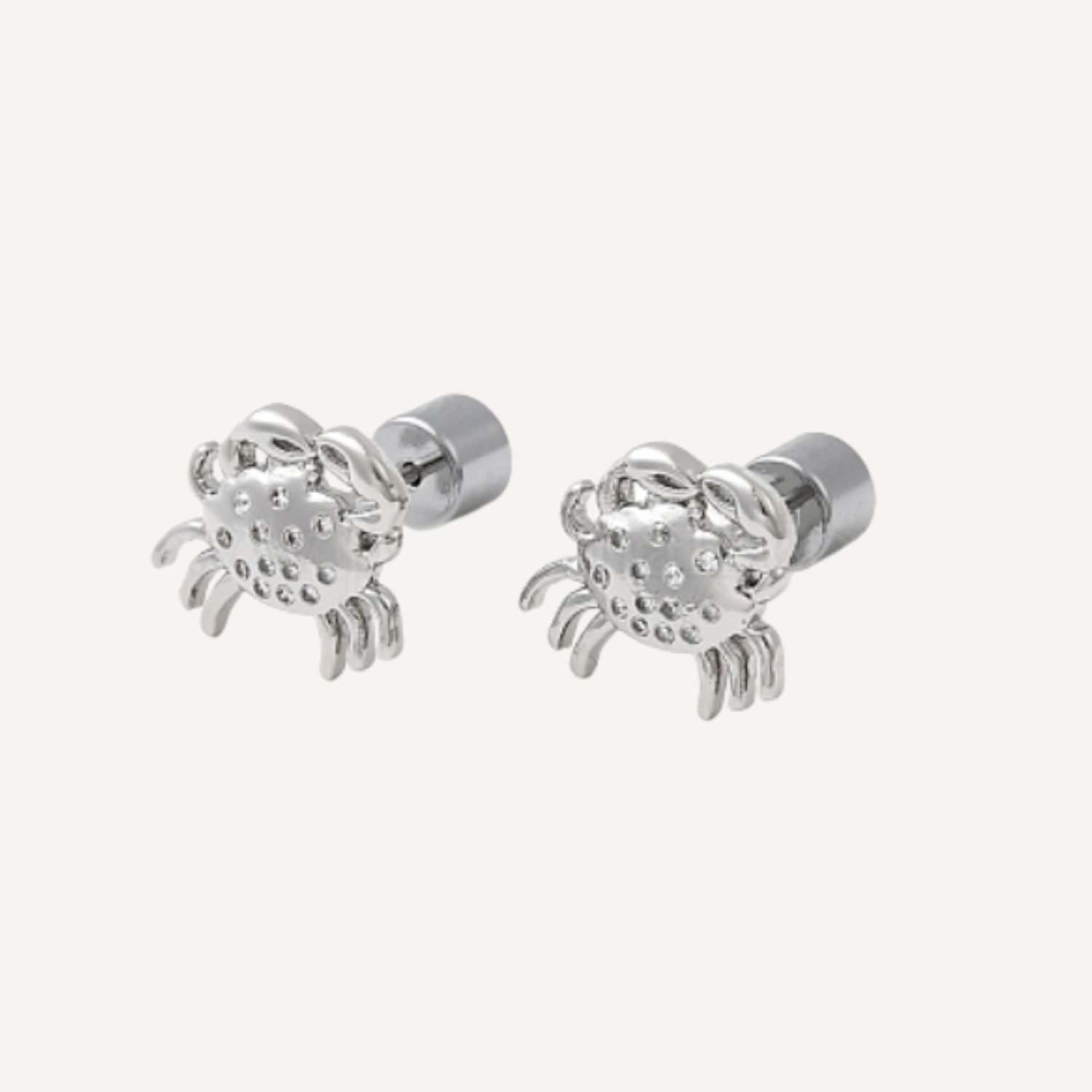 Crab Stud Earrings - Silver