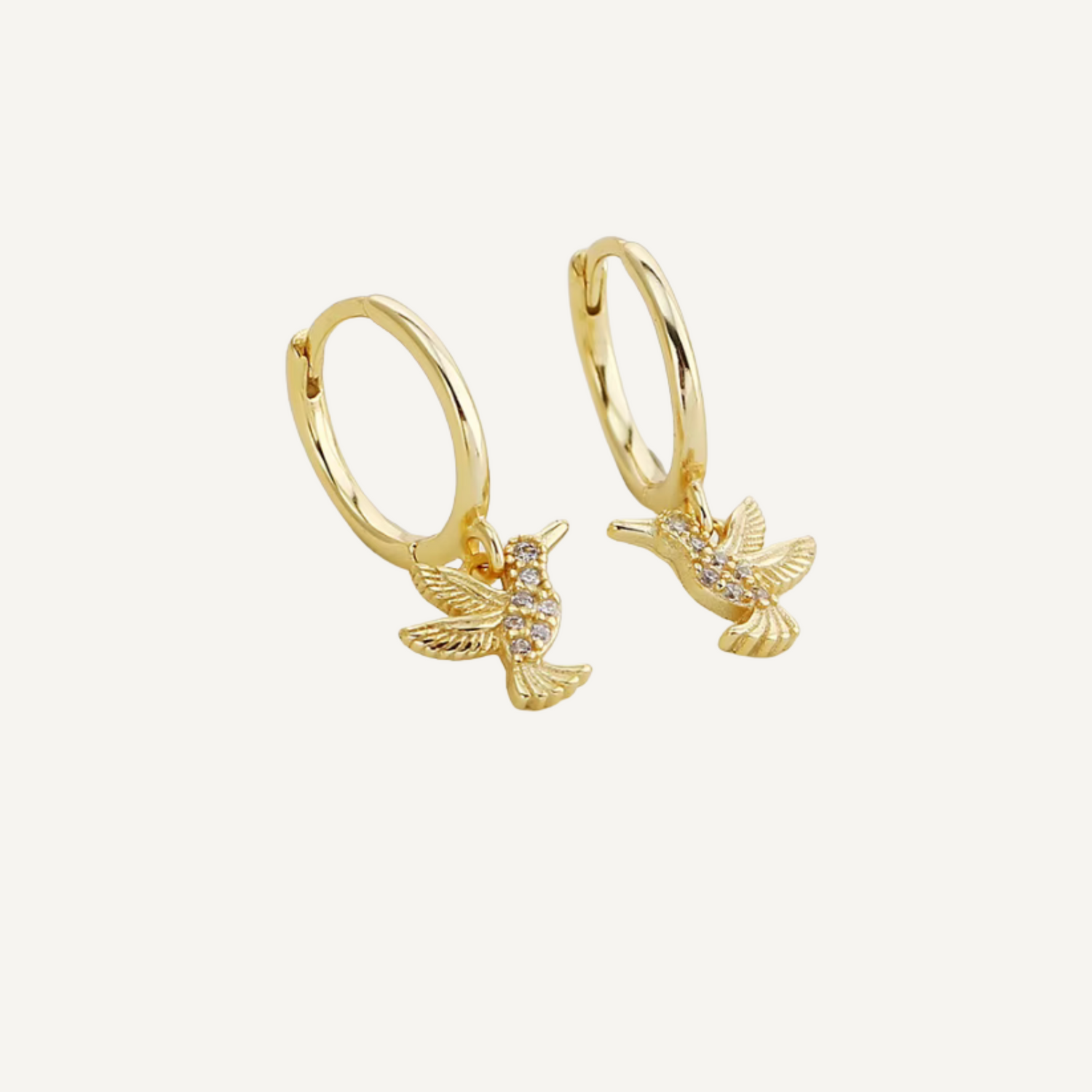 Hummingbird Huggie Earrings - Gold