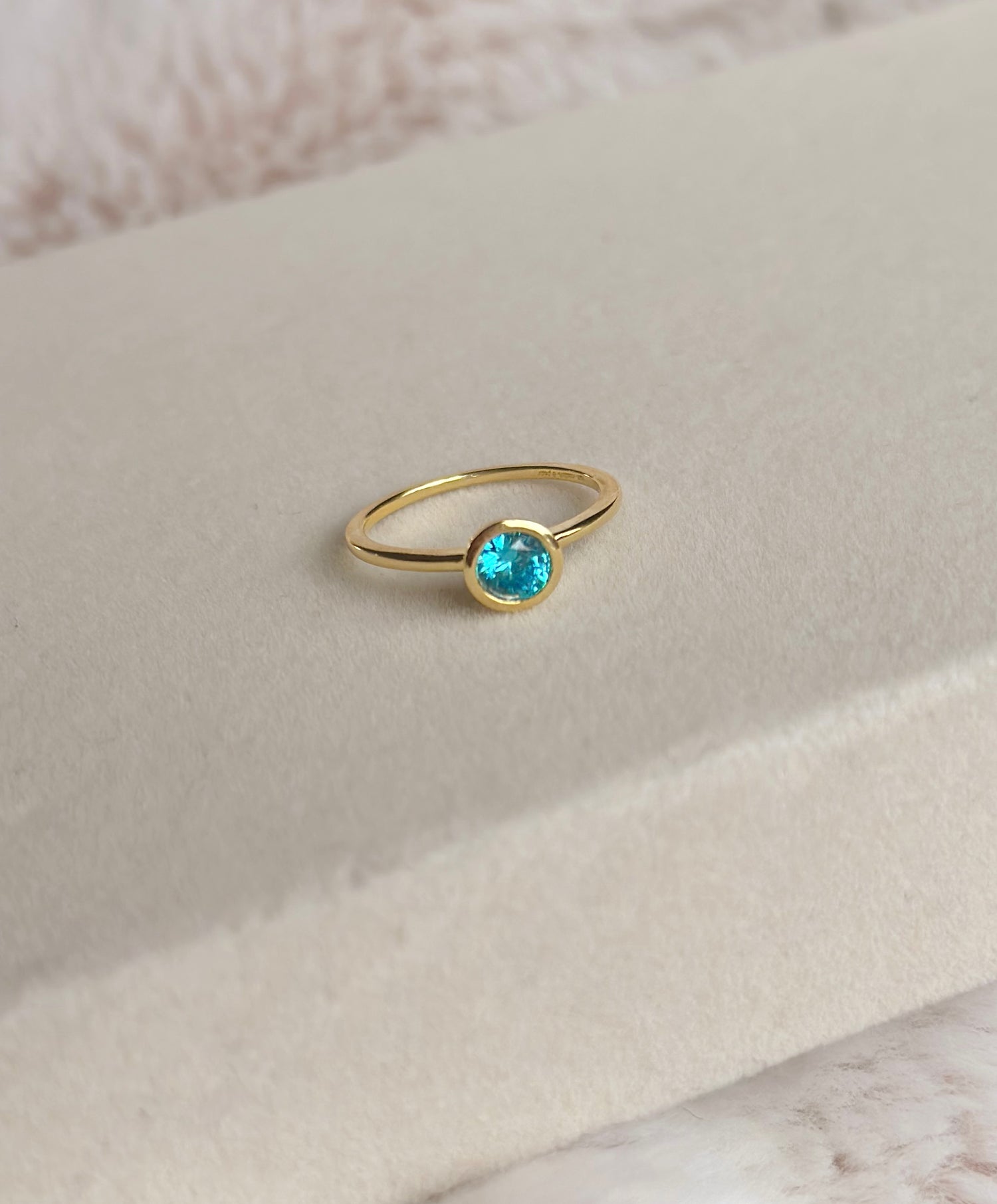 925 sterling silver gold plated aqua turquoise blue ring