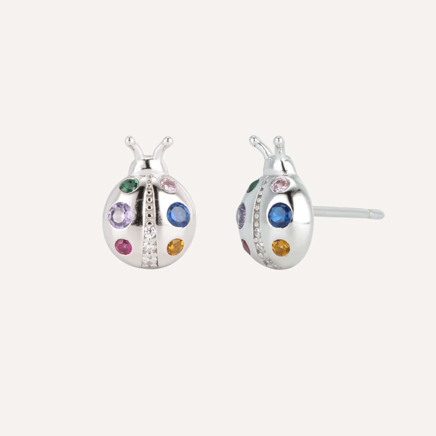 Ladybird Stud Earrings - Silver