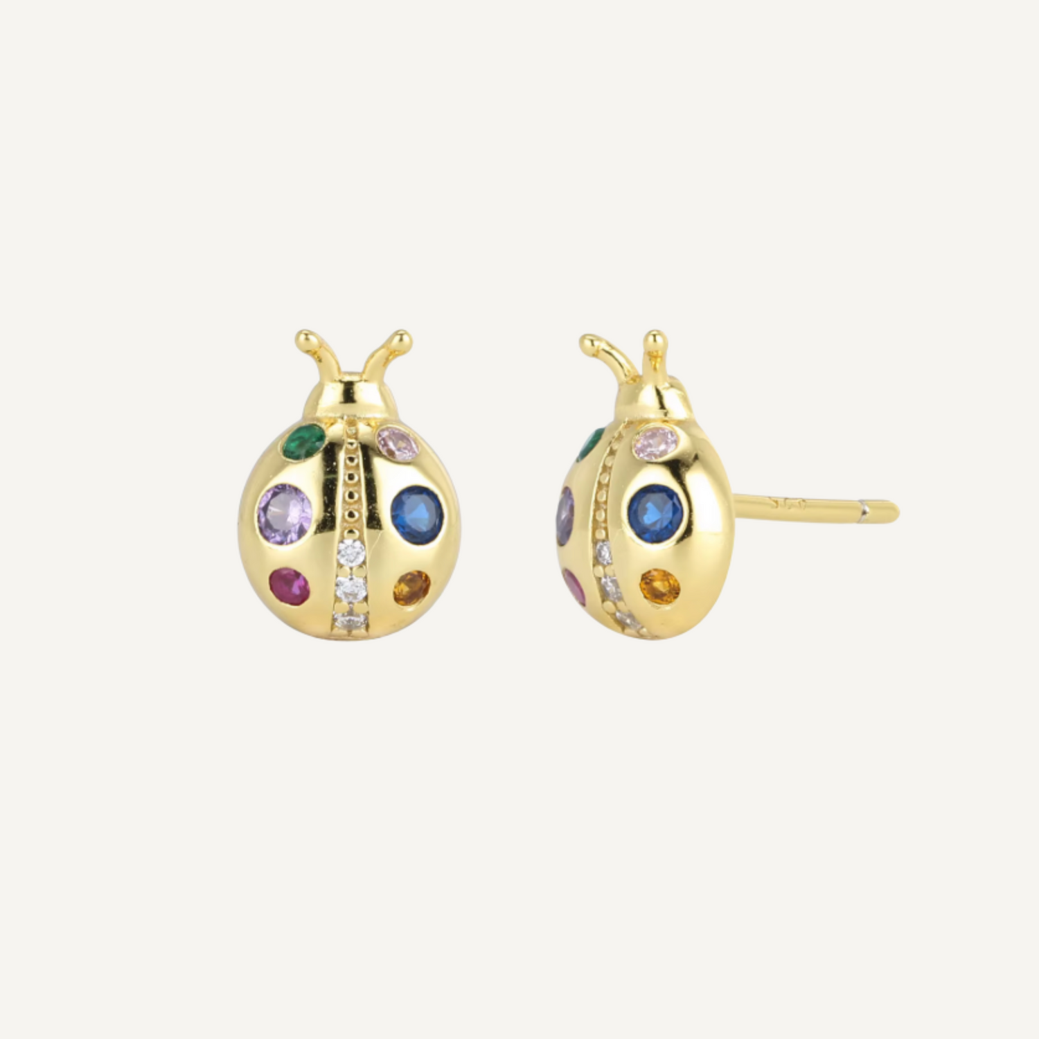 Ladybird Stud Earrings - Gold
