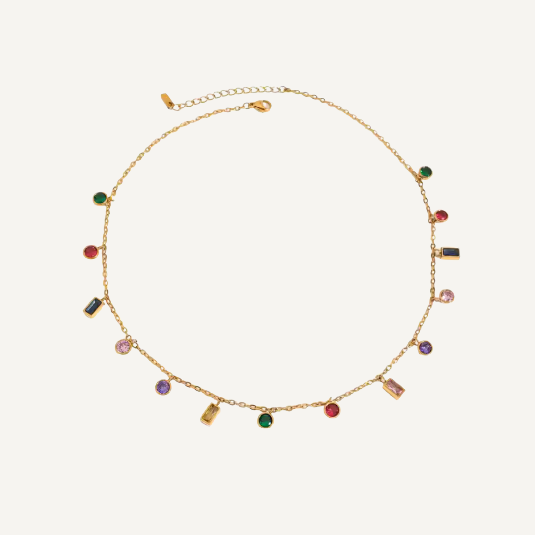 Gemstone Charm Rainbow Necklace