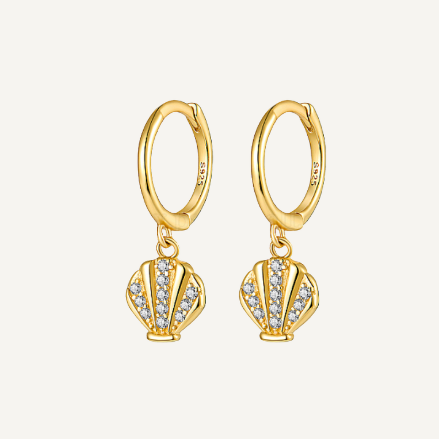 Ariel Seashell Huggie Earrings - Gold