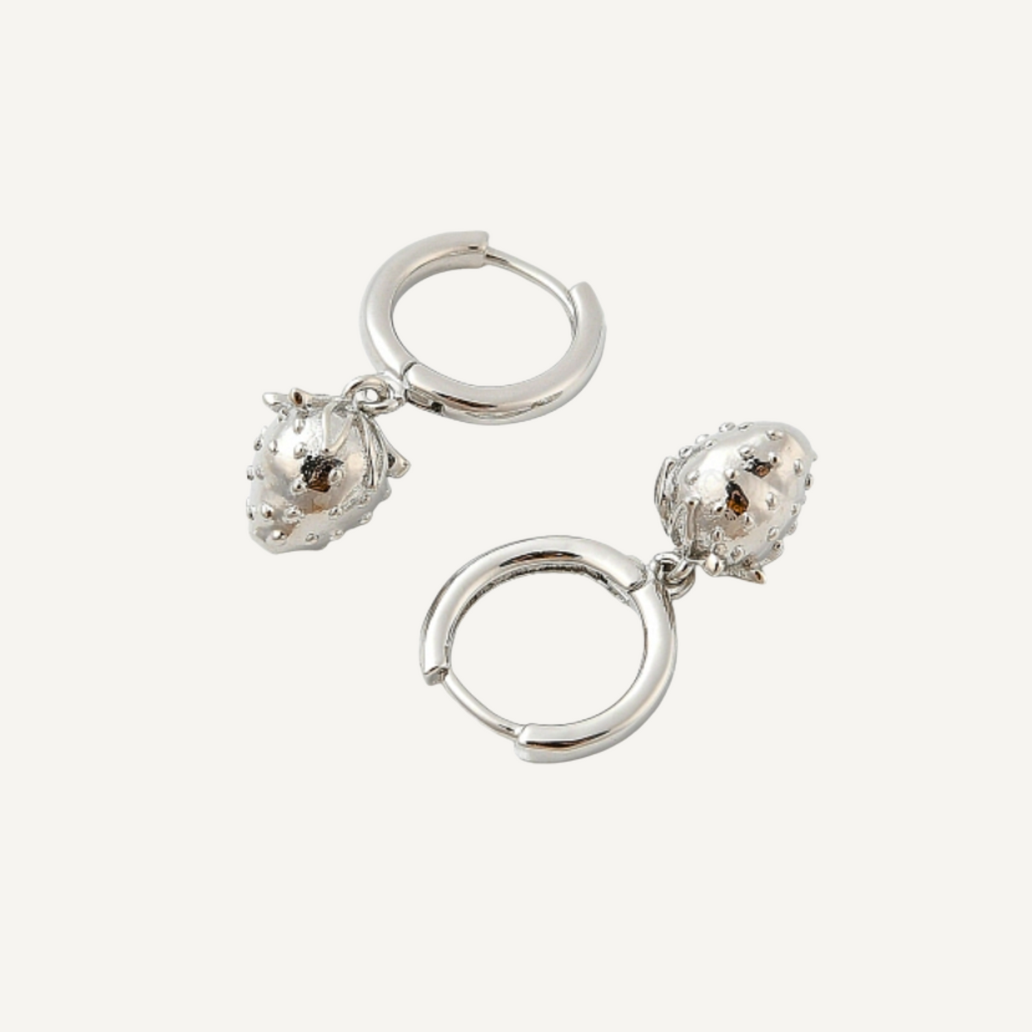 Strawberry Huggie Earrings - Silver*