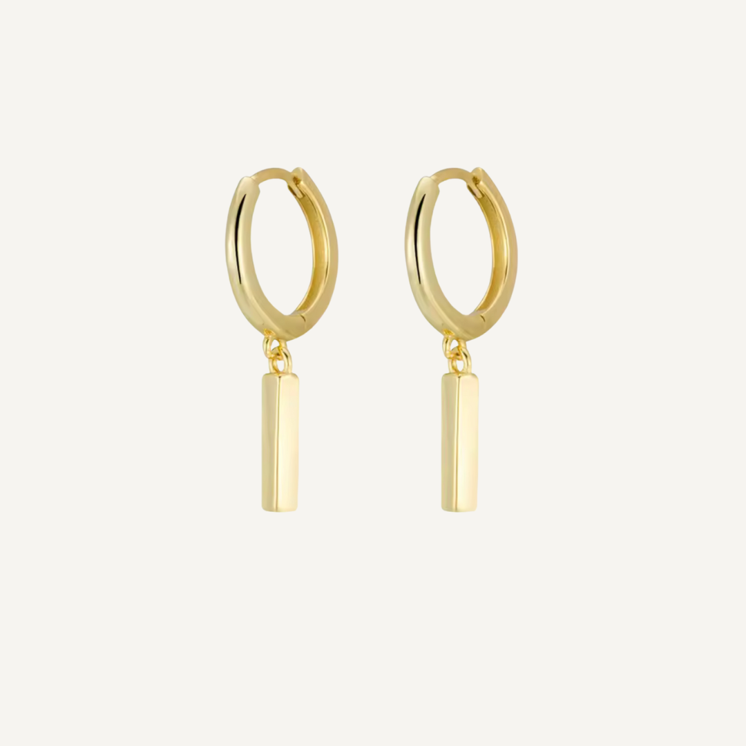 Rectangle Drop Earrings - Gold