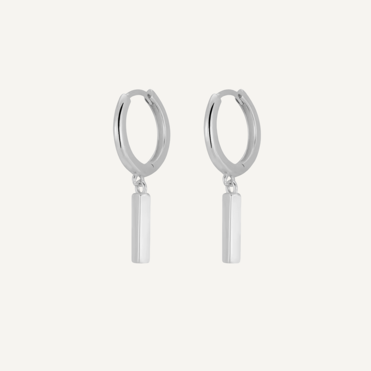 Rectangle Drop Earrings - Silver