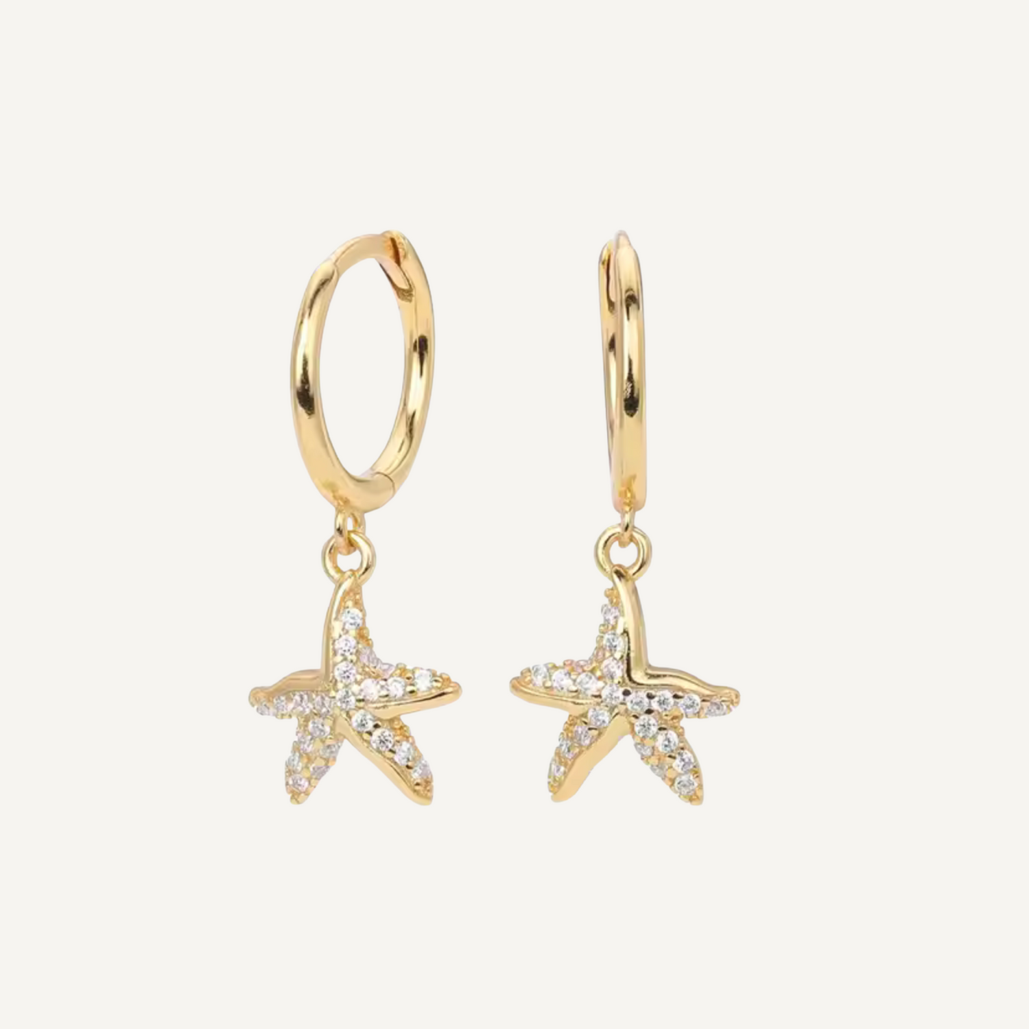 Starfish Charm Earrings - Gold