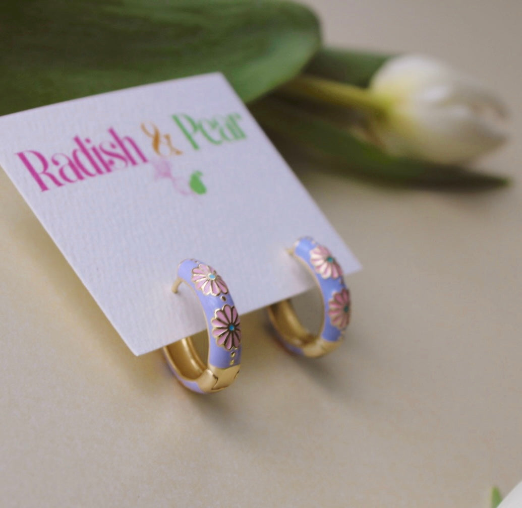 Lilac Hoop with Pink Flowers